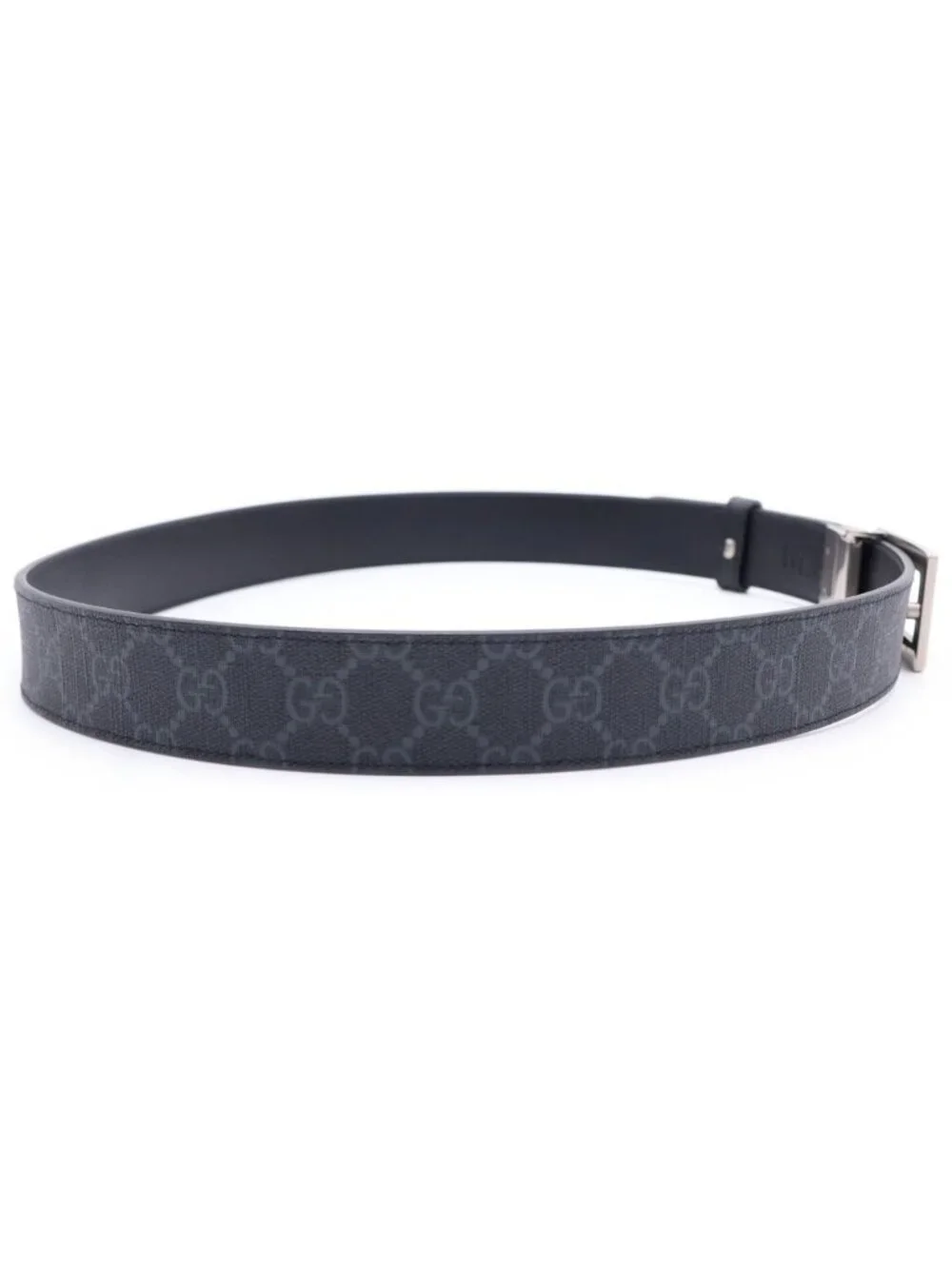 Gucci Square Reversible Leather Belt Black Silver